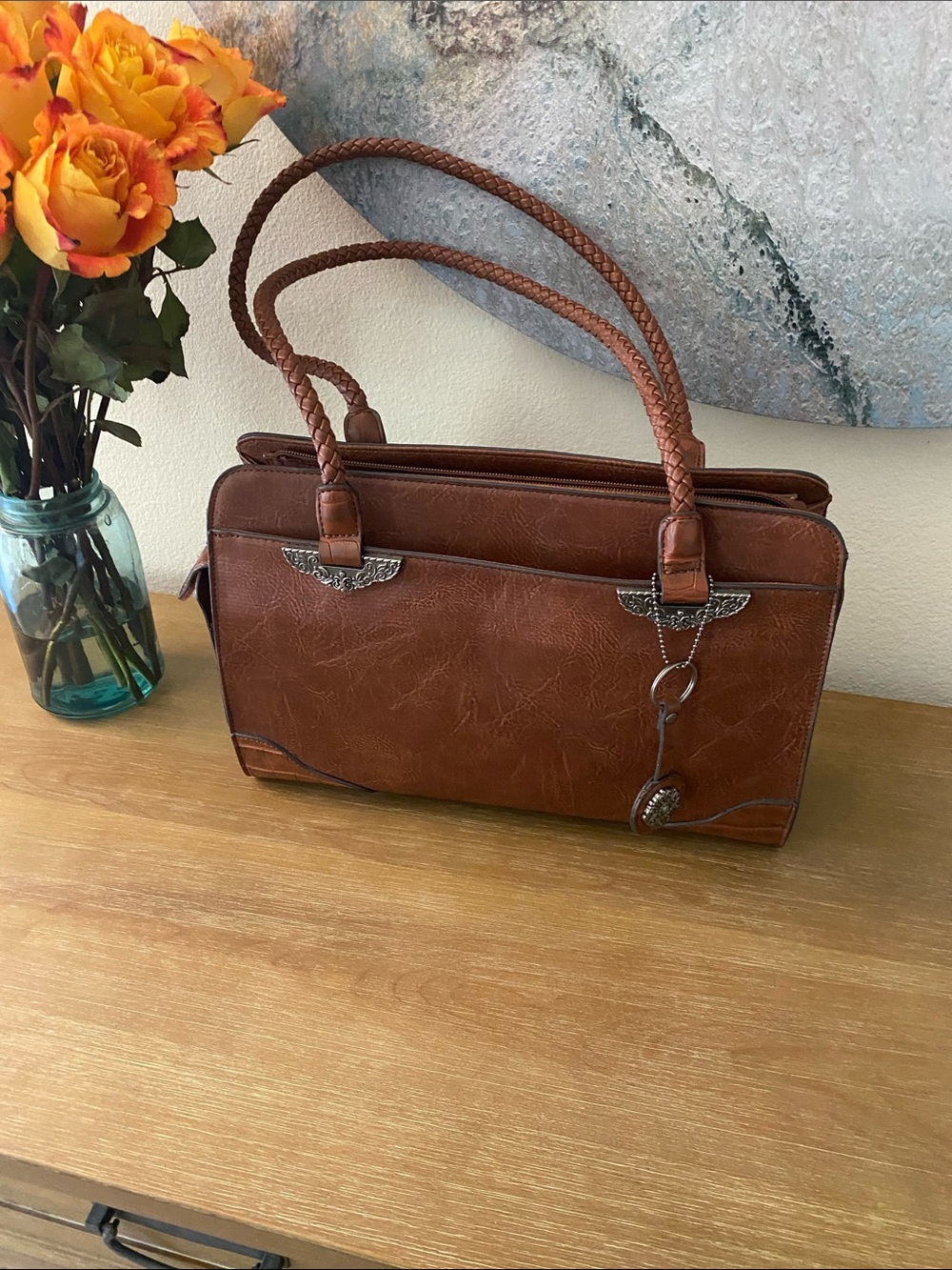 Bueno of California Mixed Media Western Satchel / Tote Bag.